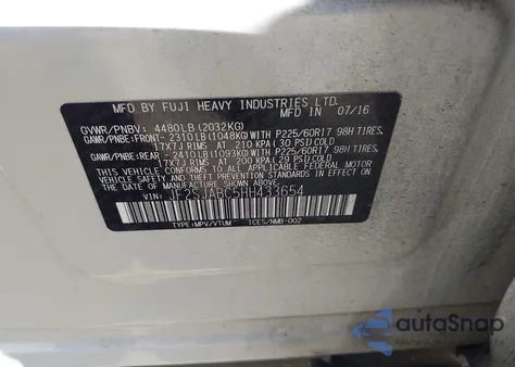 2017 Subaru Forester 2.5I from USA, damaged, VIN JF2SJABC5HH433654